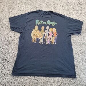 Rick & Morty Shirt Men Extra Large Blue Nerdy Adult Swim Hippy Chore Graphic Tee